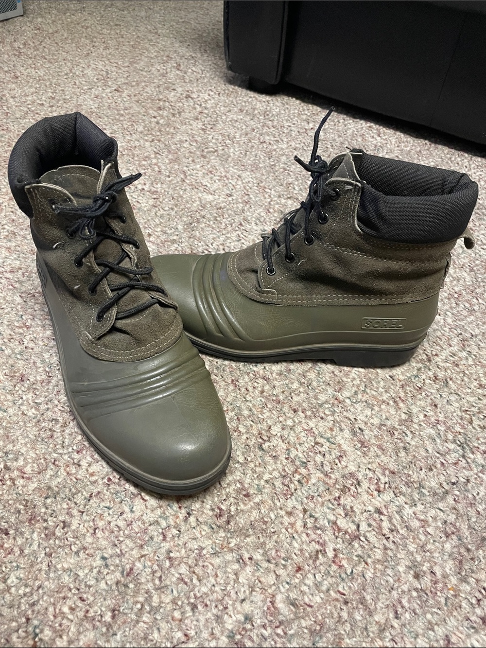 Sorel Men's Olive suede Waterproof sole Lace-Up Rain & Snow Boots